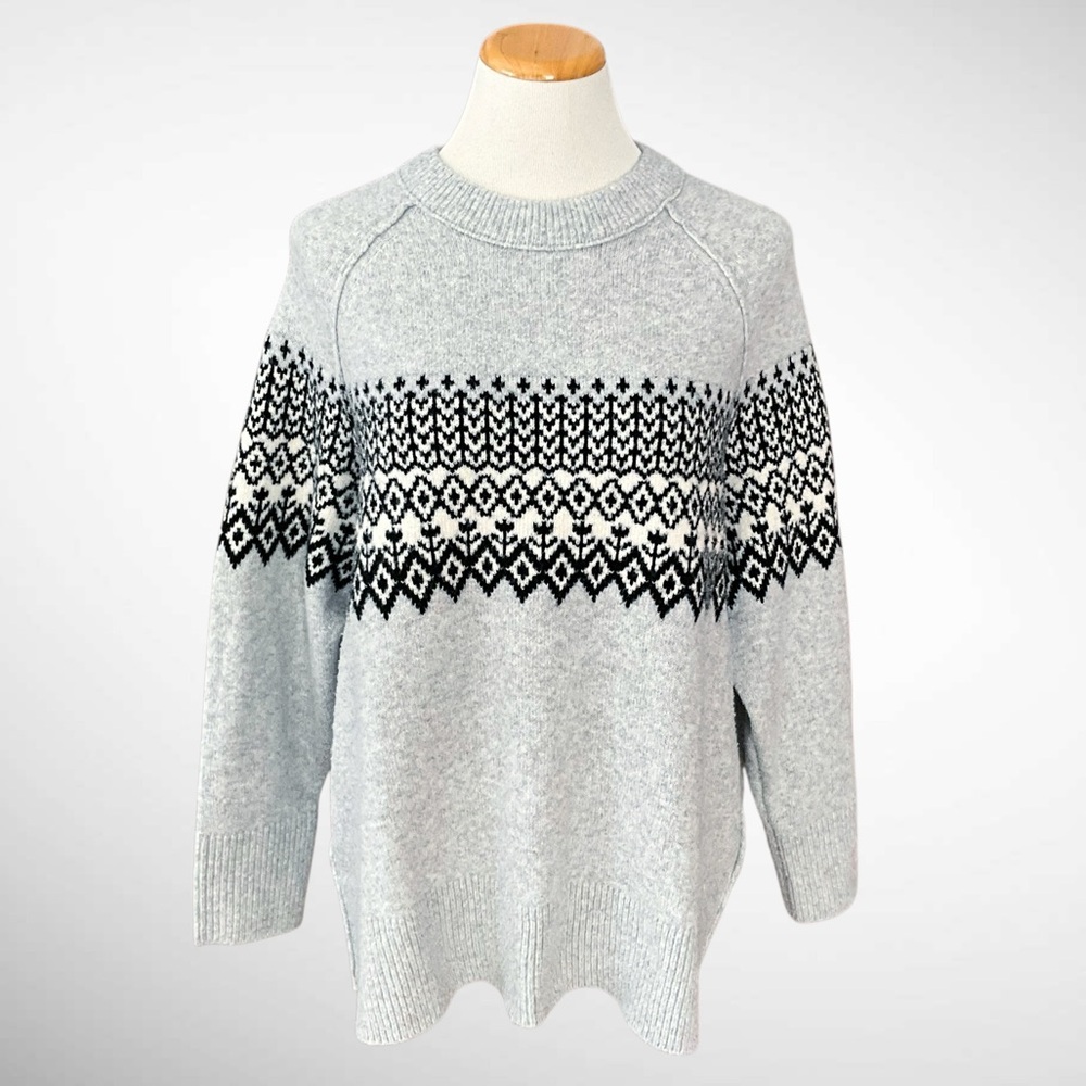 Aerie Oversized Fair Isle Pullover Sweater Geometric Design